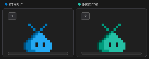 Screenshot showing the Stable and Insiders pets hopping right and left with the arrow keys.