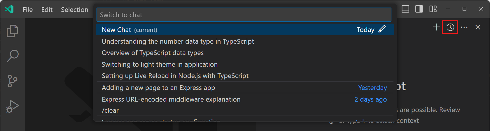 Screenshot of the Chat view with the Show Chats button highlighted.