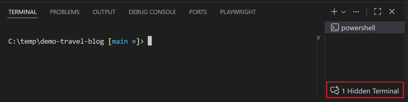 Screenshot showing the integrated terminal with multiple agent terminals.