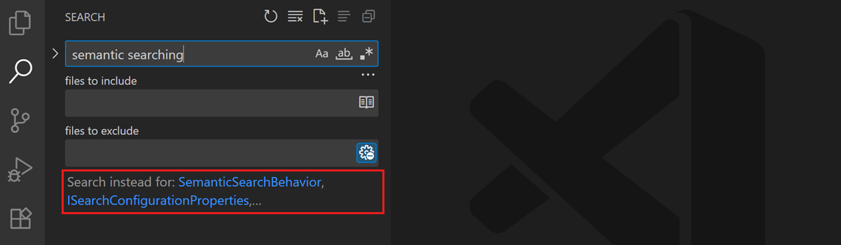 Search view showing keyword suggestions based on the search query.
