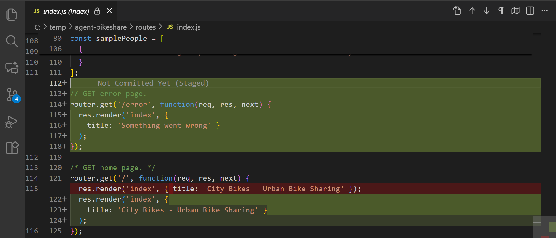 Screenshot of the Diff Editor showing inline changes between file versions.