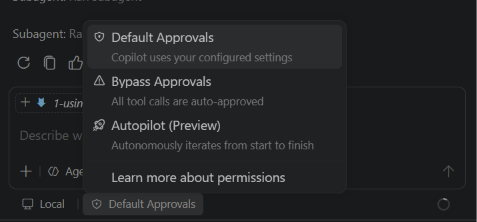 Screenshot of approval options.
