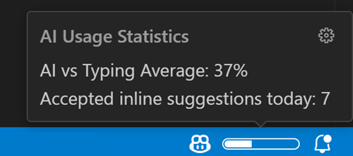 Screenshot showing the AI statistic hover information in the Status Bar.