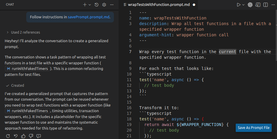 Screenshot of the Save prompt button in the editor.