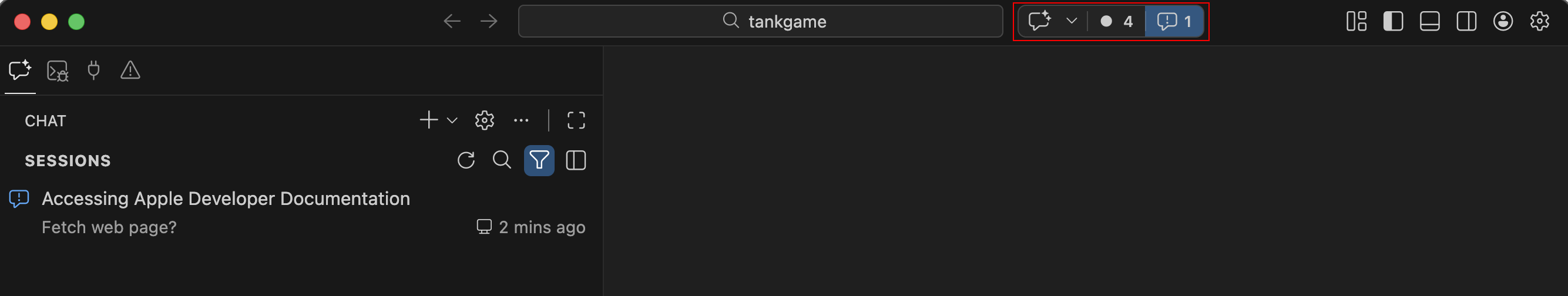 Screenshot showing agent status indicator with attention needed count.