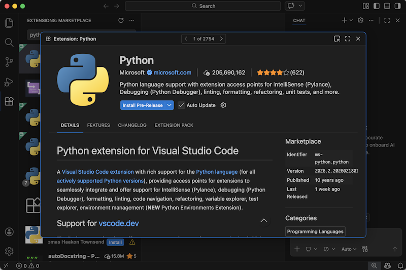 Screenshot showing a modal extensions editor.
