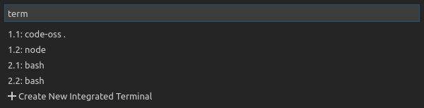 terminal Quick Open menu supports splits