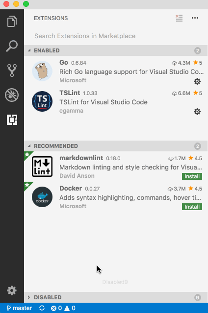 Customize Extensions View